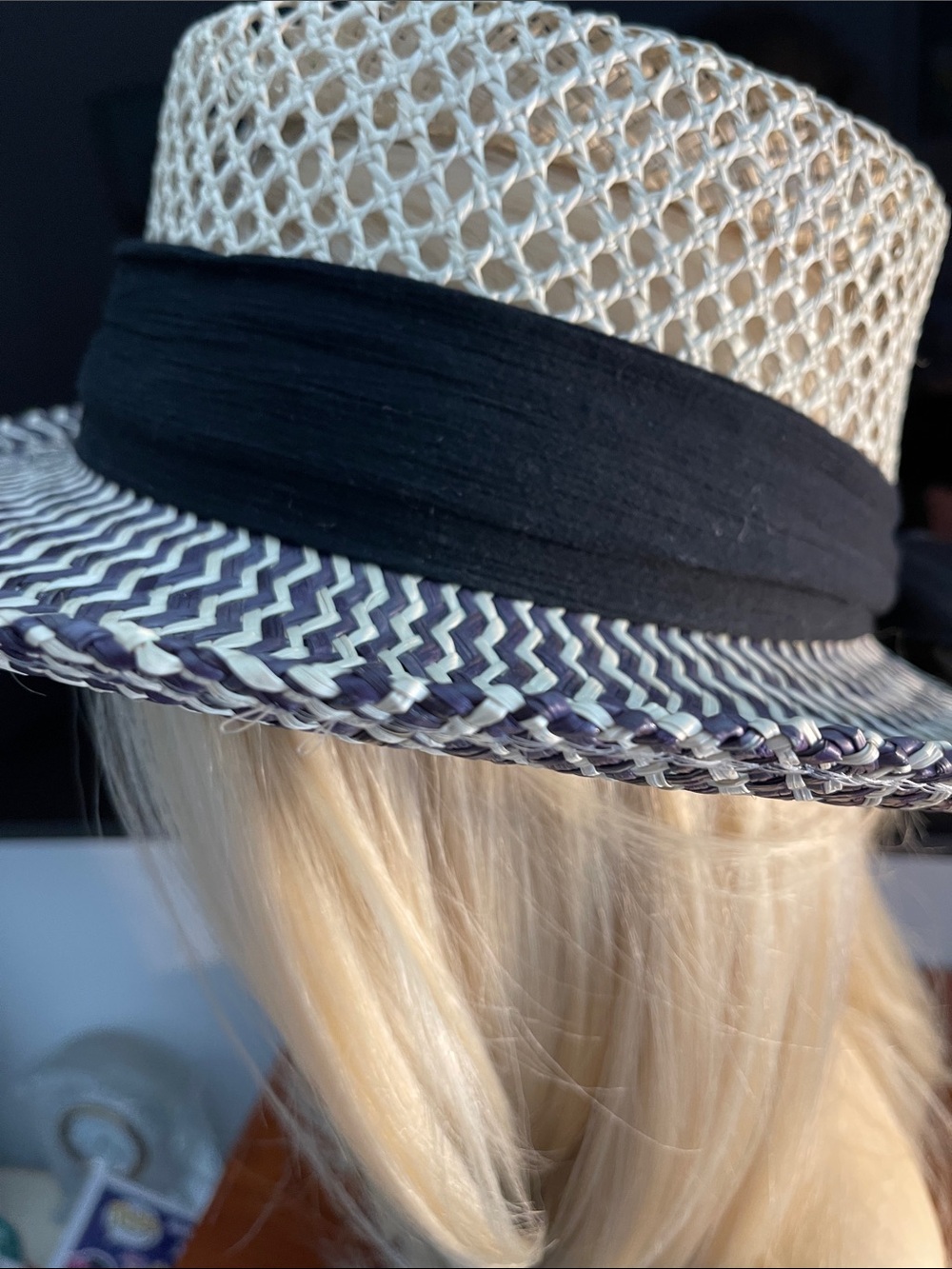 Women’s Wide-Brim Straw Hat with Black Band - Neutral By Scala - Picture 7 of 10